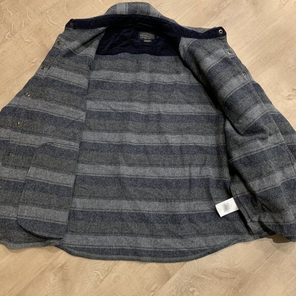 Pendleton Lambswool Forrest Twill Snap Front Shirt Men's XL Gray Black Blue Wool - Picture 5 of 8